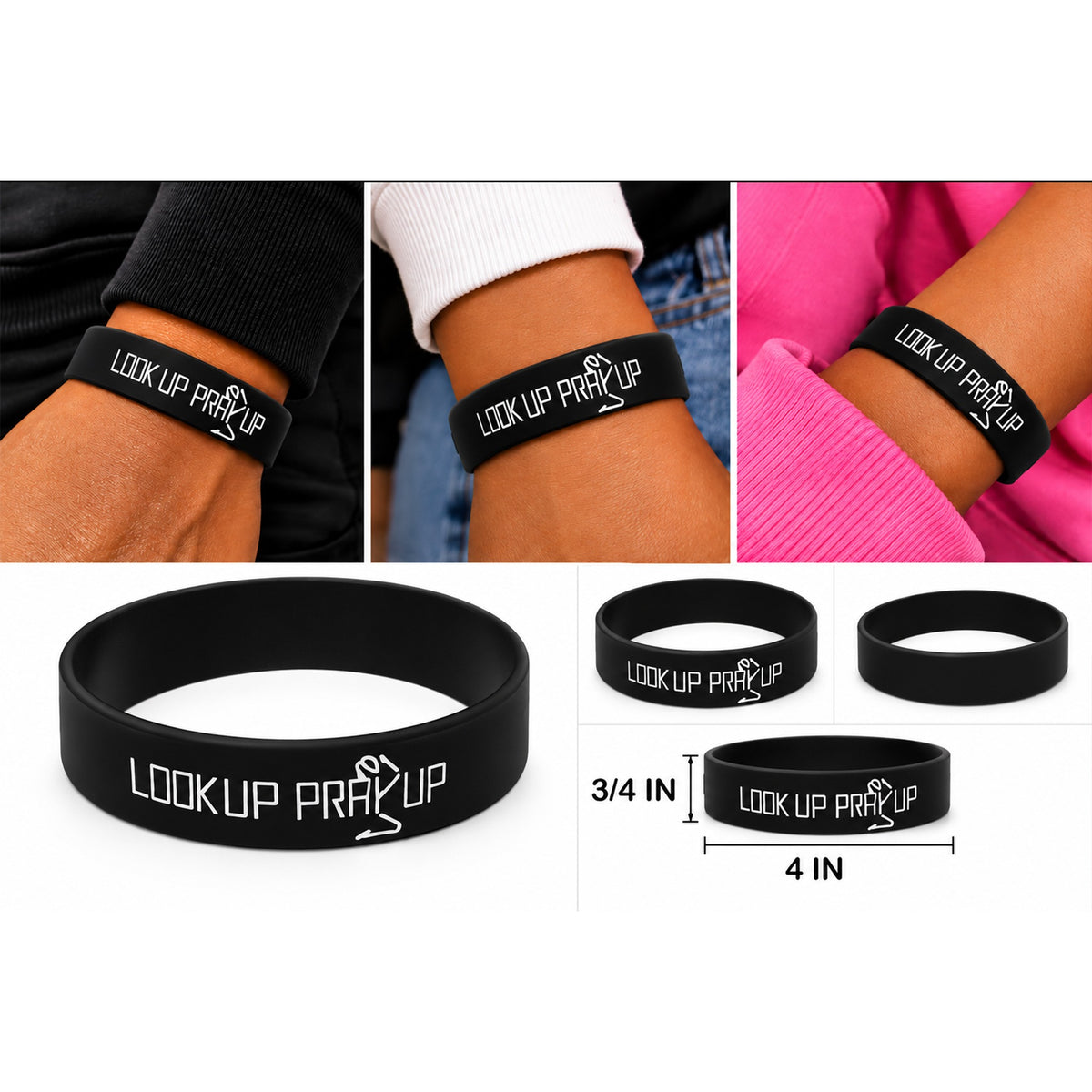 Look Up Pray Up Ponytail profile wristband 3-pack