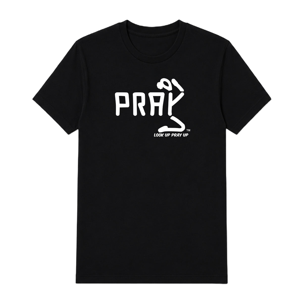 PRAY adult T-shirt Black front — Bun