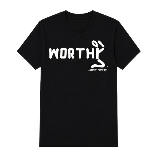 WORTHY adult T-shirt Black front — Original