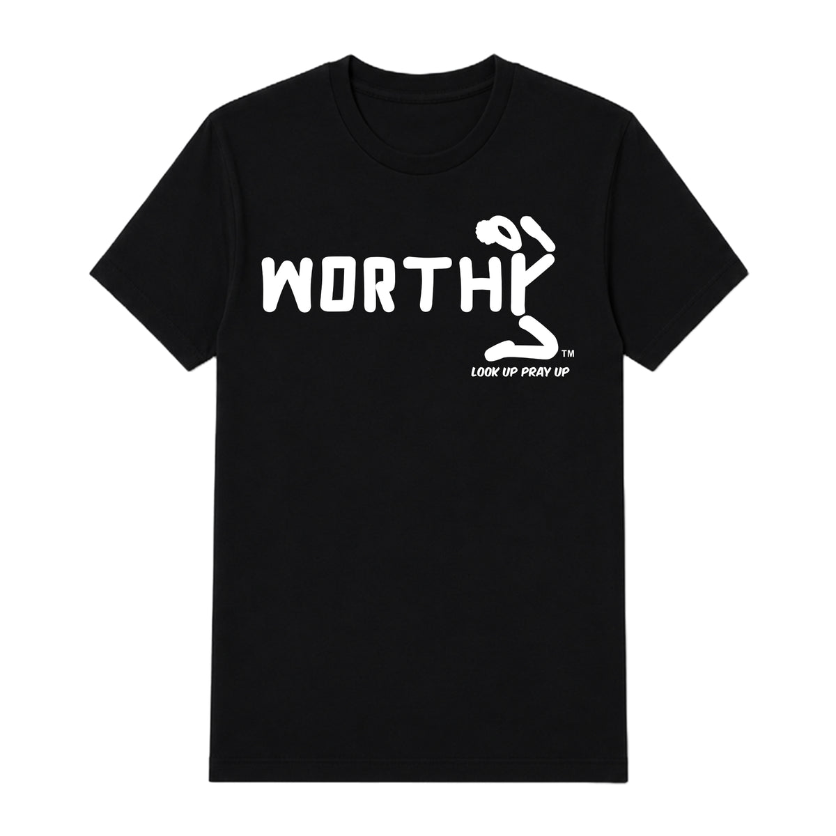WORTHY adult T-shirt Black front — Bun