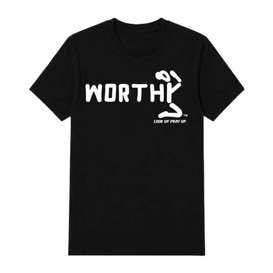 WORTHY adult T-shirt Black front — Bun