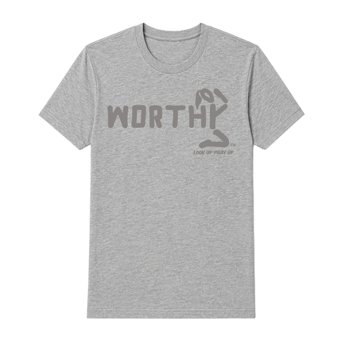 WORTHY adult T-shirt Sport Gray front — Ponytail
