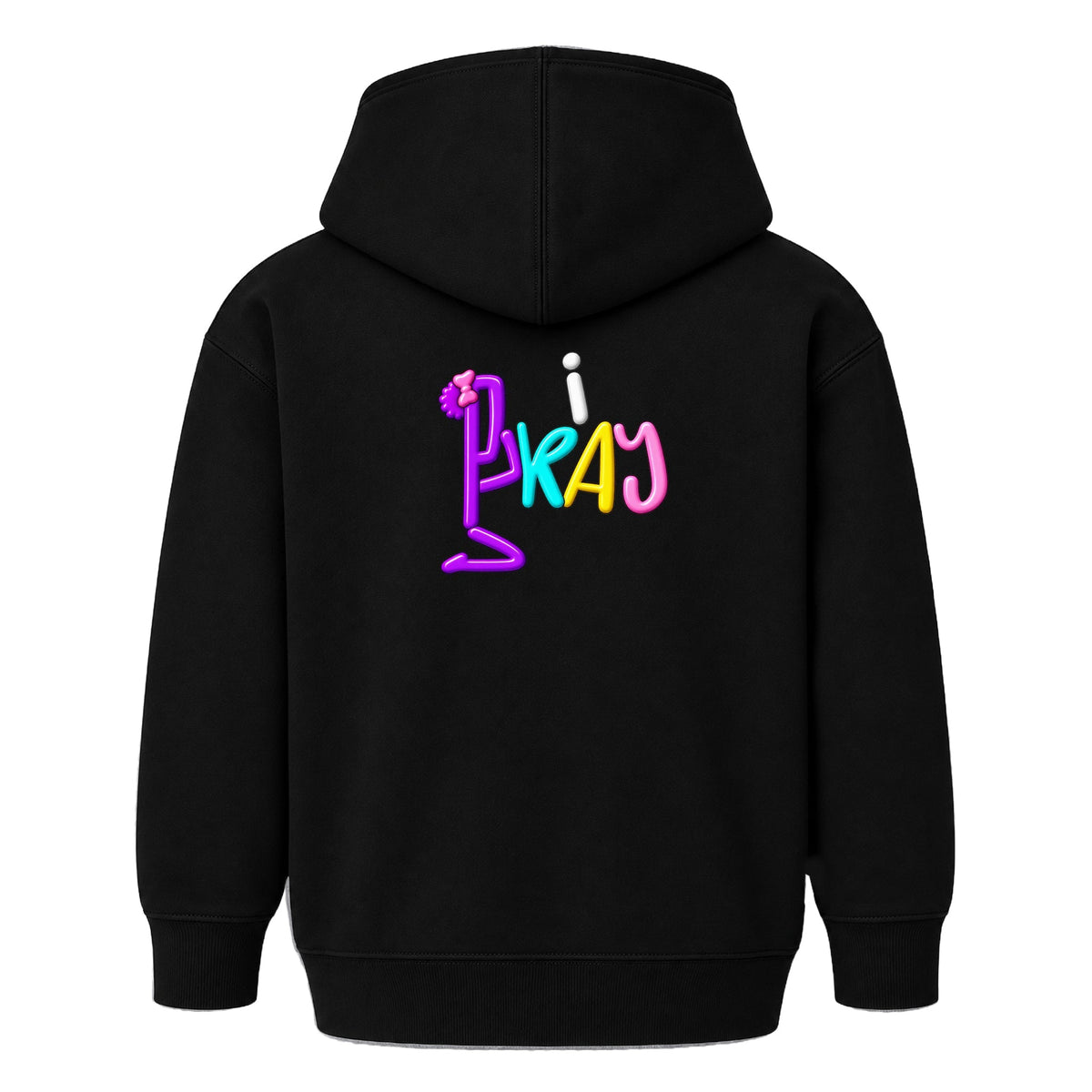 I TALK TO GOD Black Christian kids hoodie i PRAY back, Bun profile