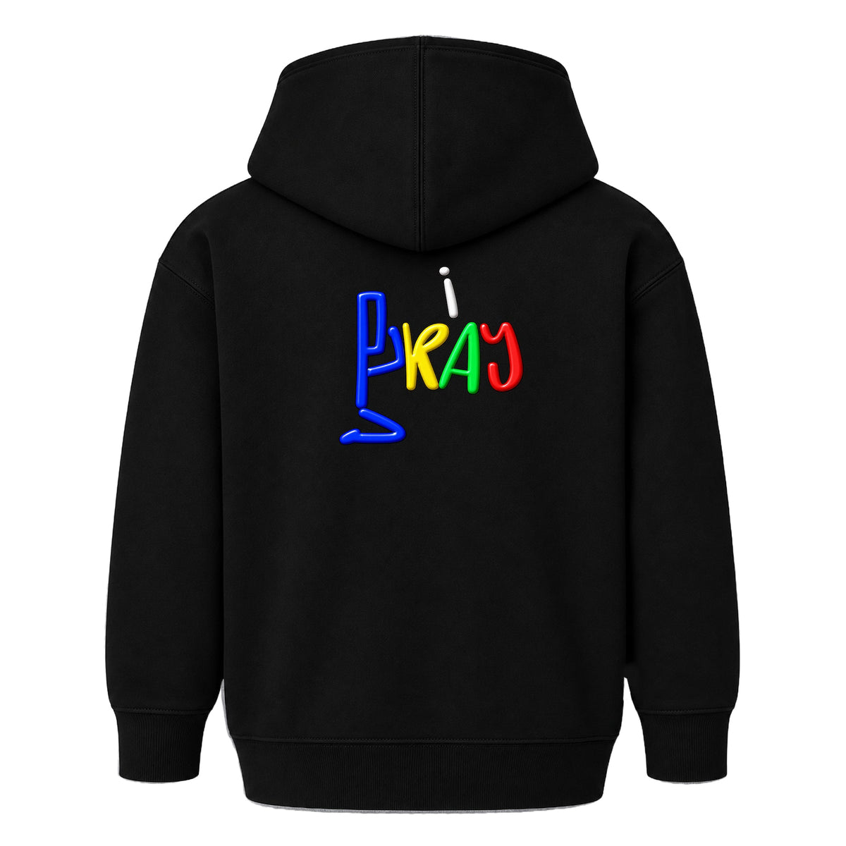 CHILD OF GOD Christian kids hoodie Black back, Original profile, i PRAY design