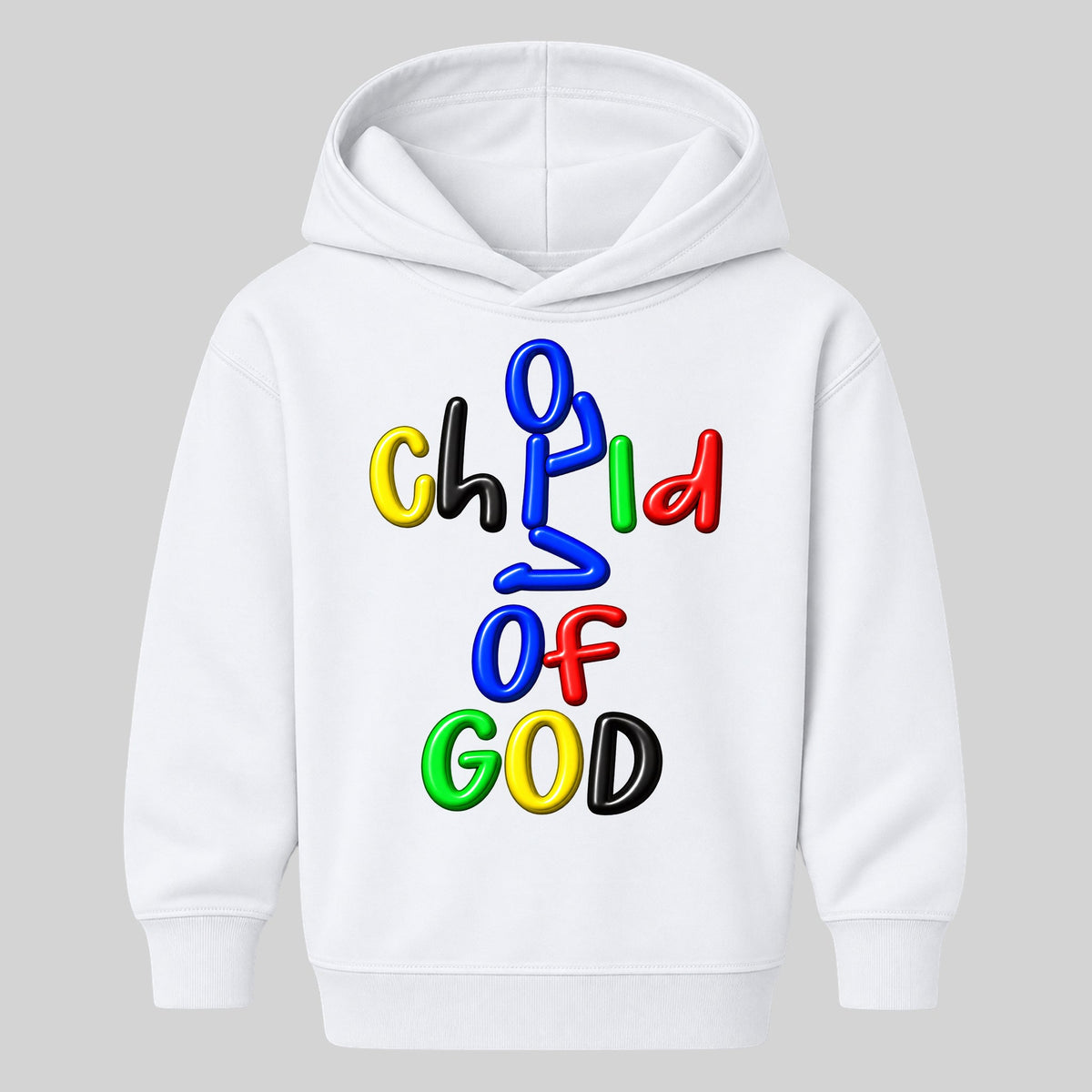 CHILD OF GOD Christian kids hoodie White front, Original profile