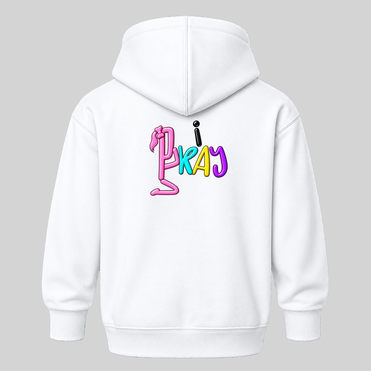 I LOOK UP PRAY UP kids hoodie White matching i PRAY back, Ponytail profile