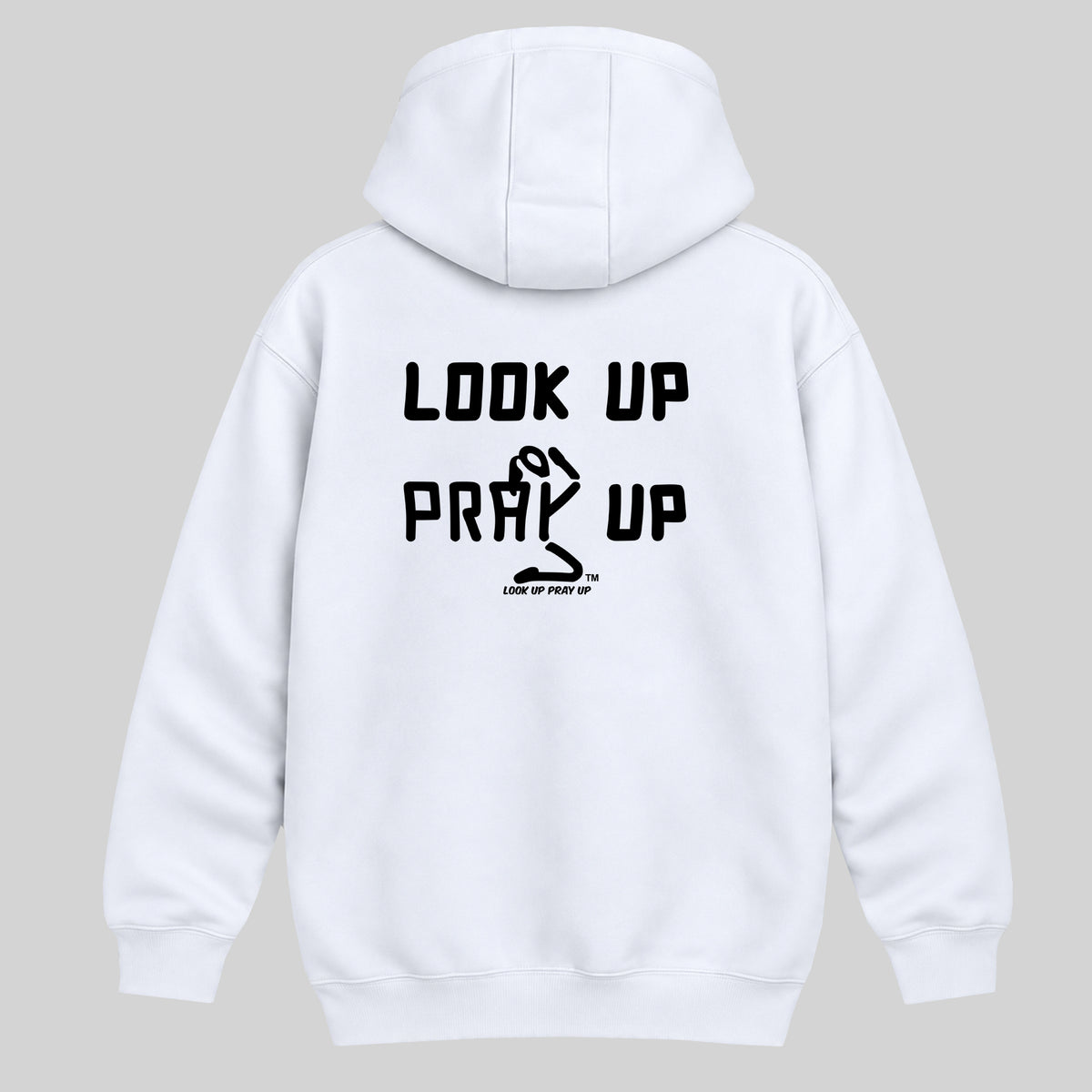 GOD IS GOOD Christian Heavyweight Hoodie White back - Ponytail profile