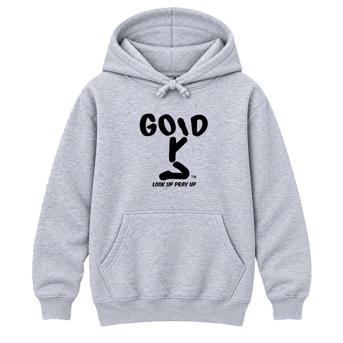 GOD Christian heavyweight hoodie Heather Gray front, Original profile