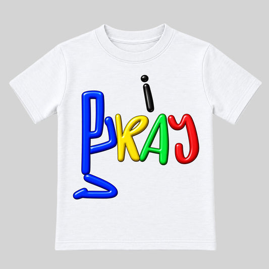 I PRAY White kids T-shirt front, Original profile