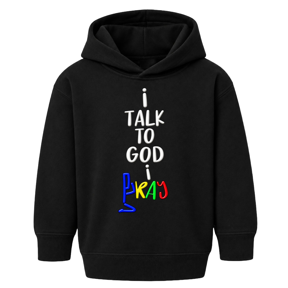 I TALK TO GOD Black Christian kids hoodie front, Original profile