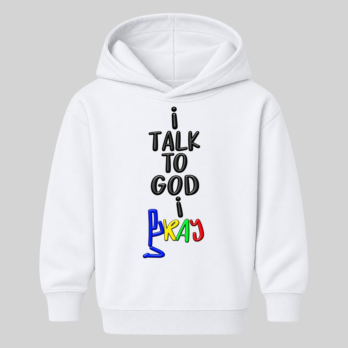 I TALK TO GOD White Christian kids hoodie front, Original profile