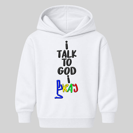 I TALK TO GOD White Christian kids hoodie front, Original profile