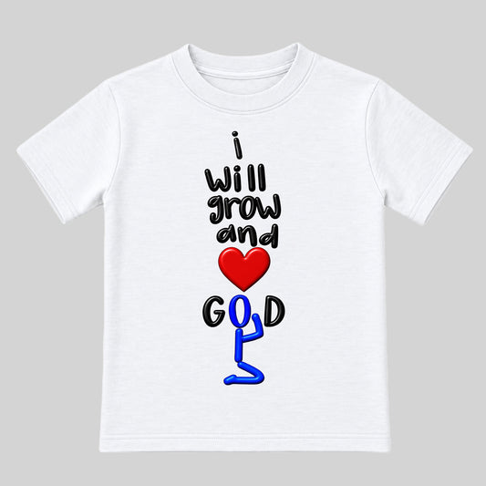 I WILL GROW AND LOVE GOD White kids tee front, Original profile