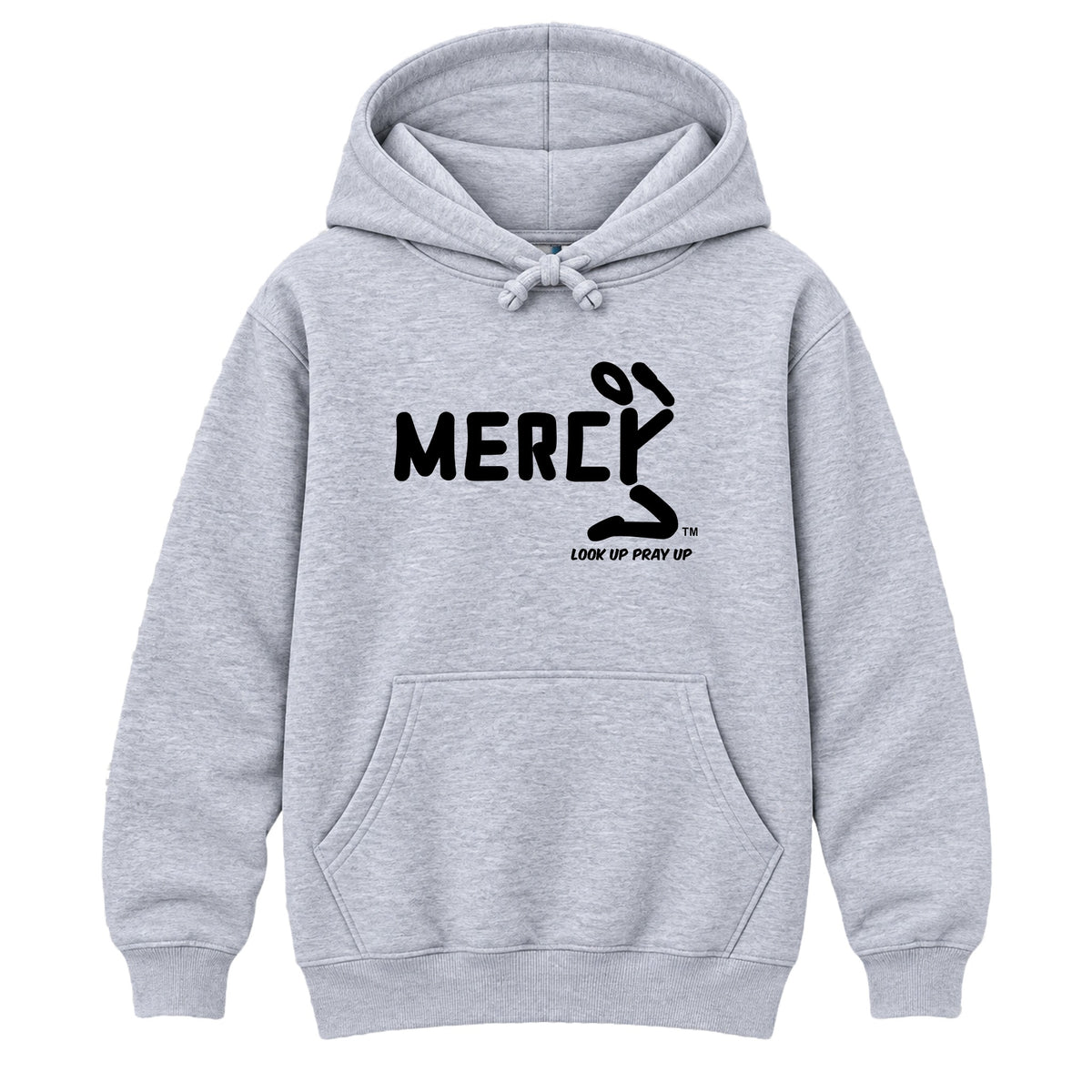 MERCY Christian Heavyweight Hoodie Heather Gray front - Original profile