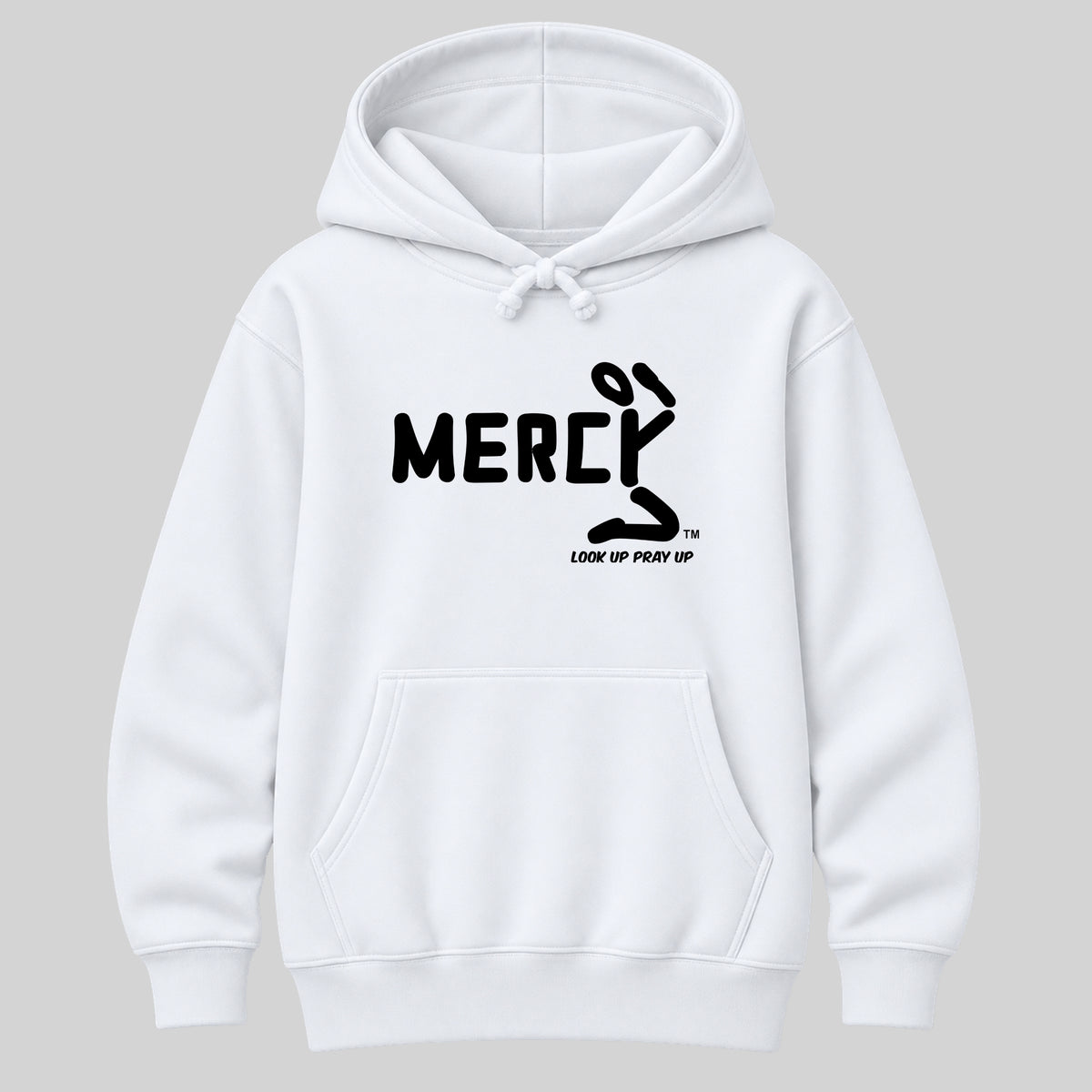 MERCY Christian Heavyweight Hoodie White front - Original profile