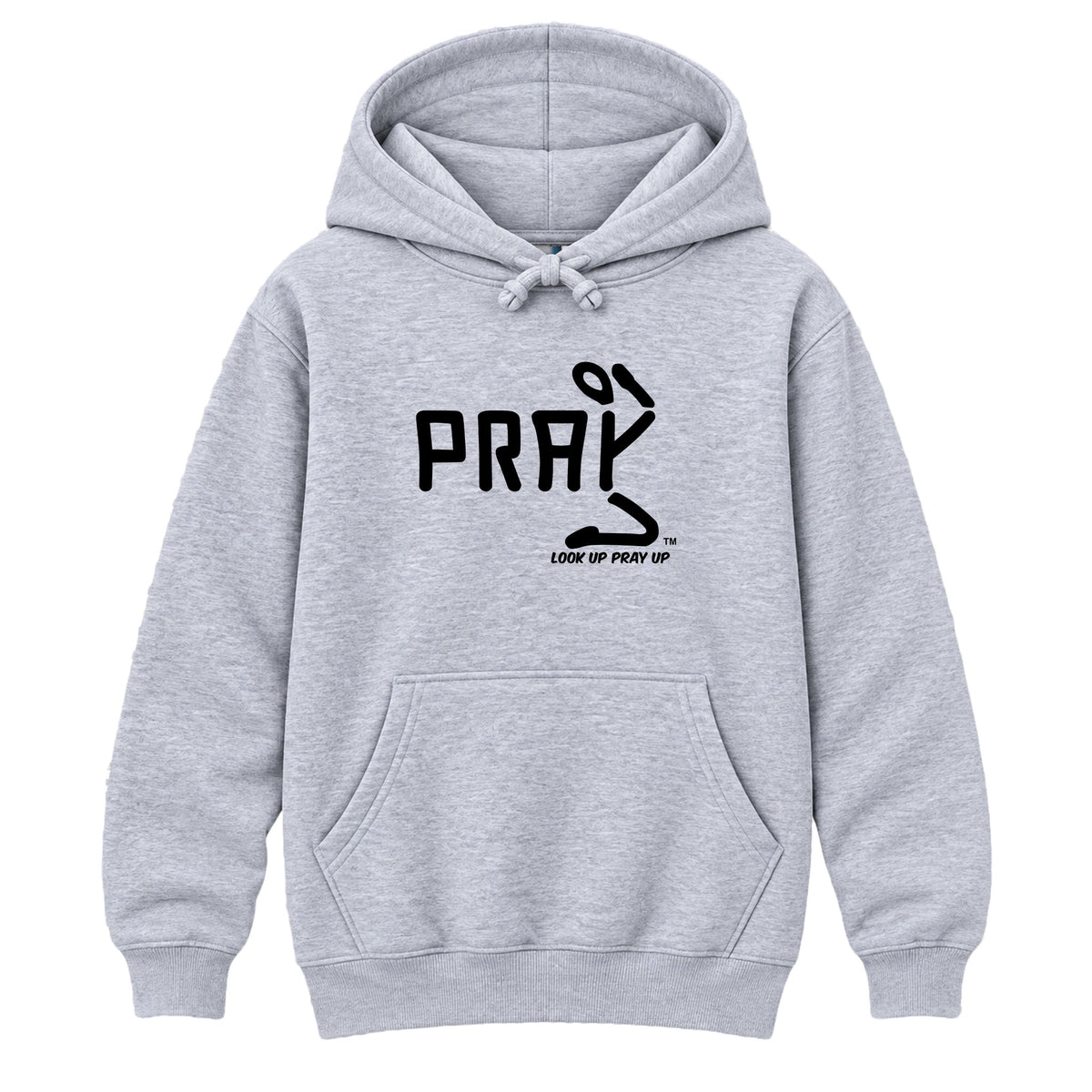 PRAY Christian Heavyweight Hoodie Heather Gray front - Original profile
