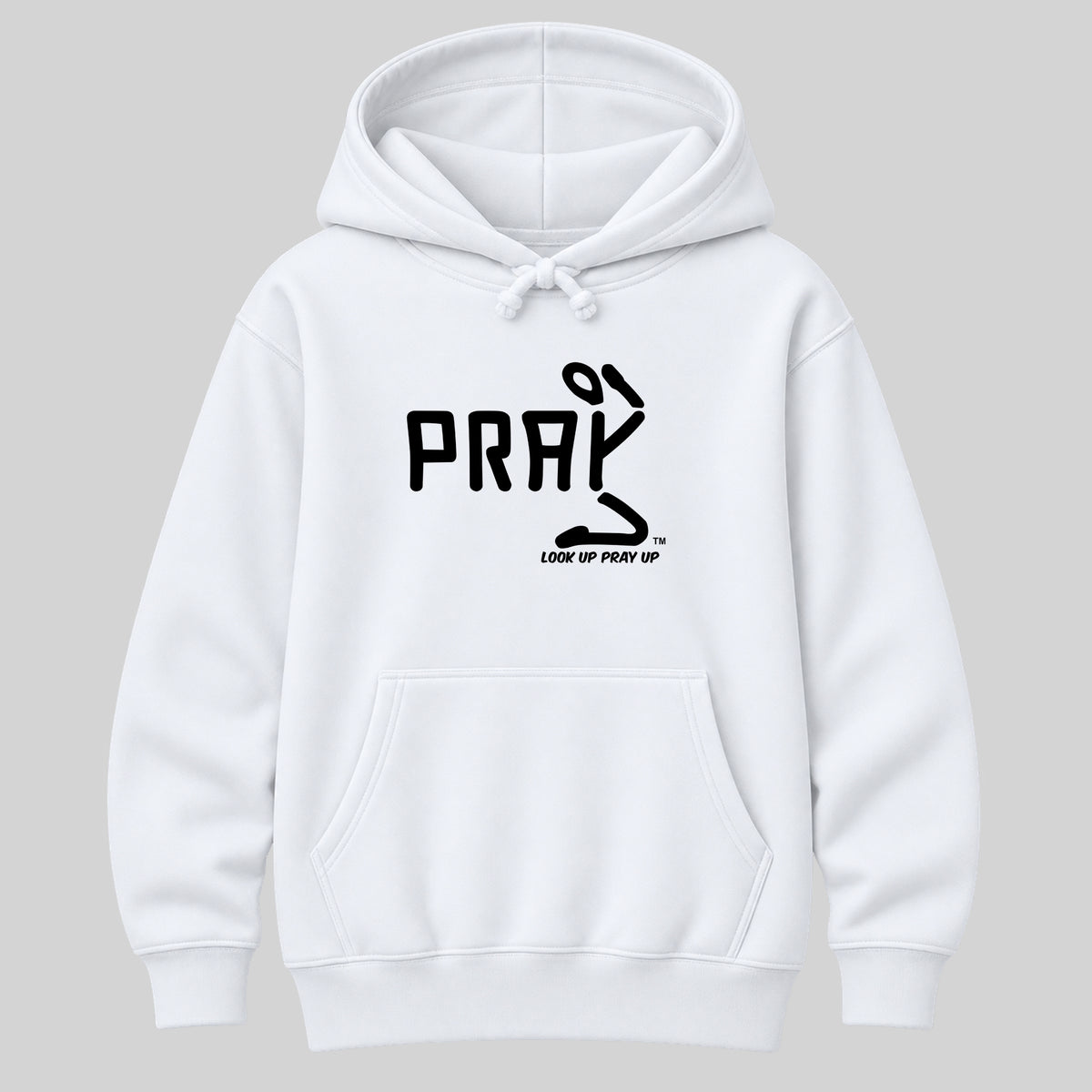 PRAY Christian Heavyweight Hoodie White front - Original profile