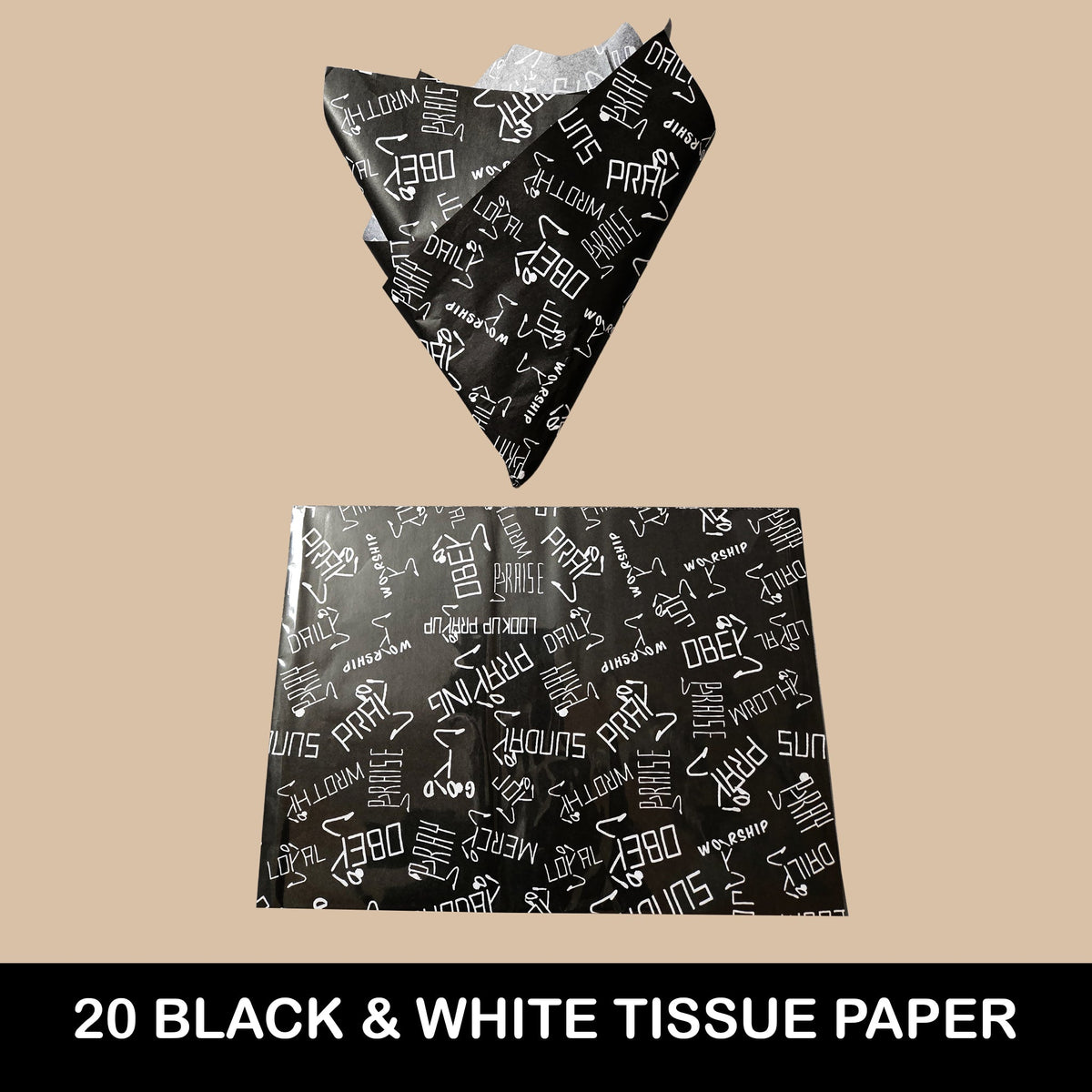 Kit 3 black tissue paper