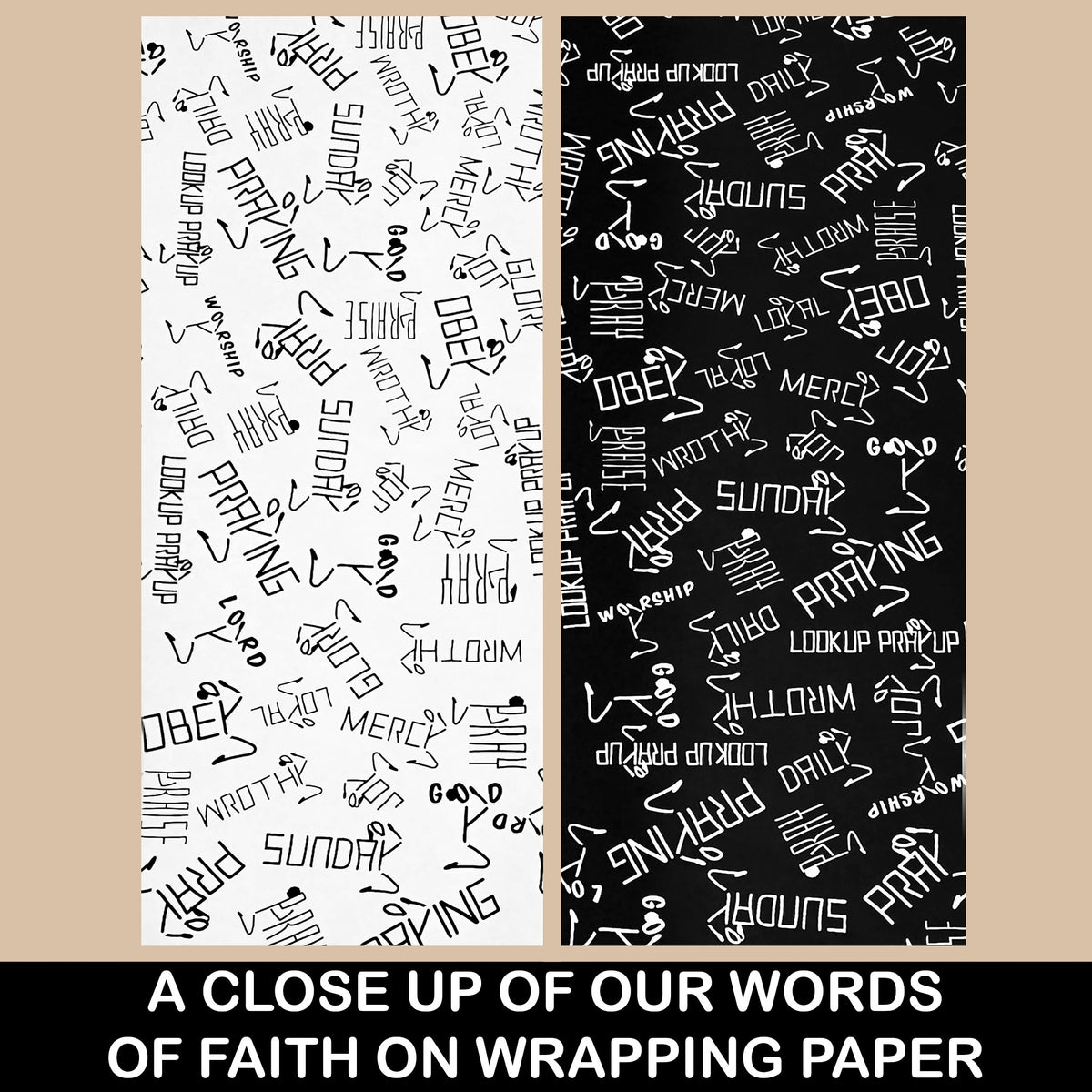 LOOK UP PRAY UP wrapping paper close up