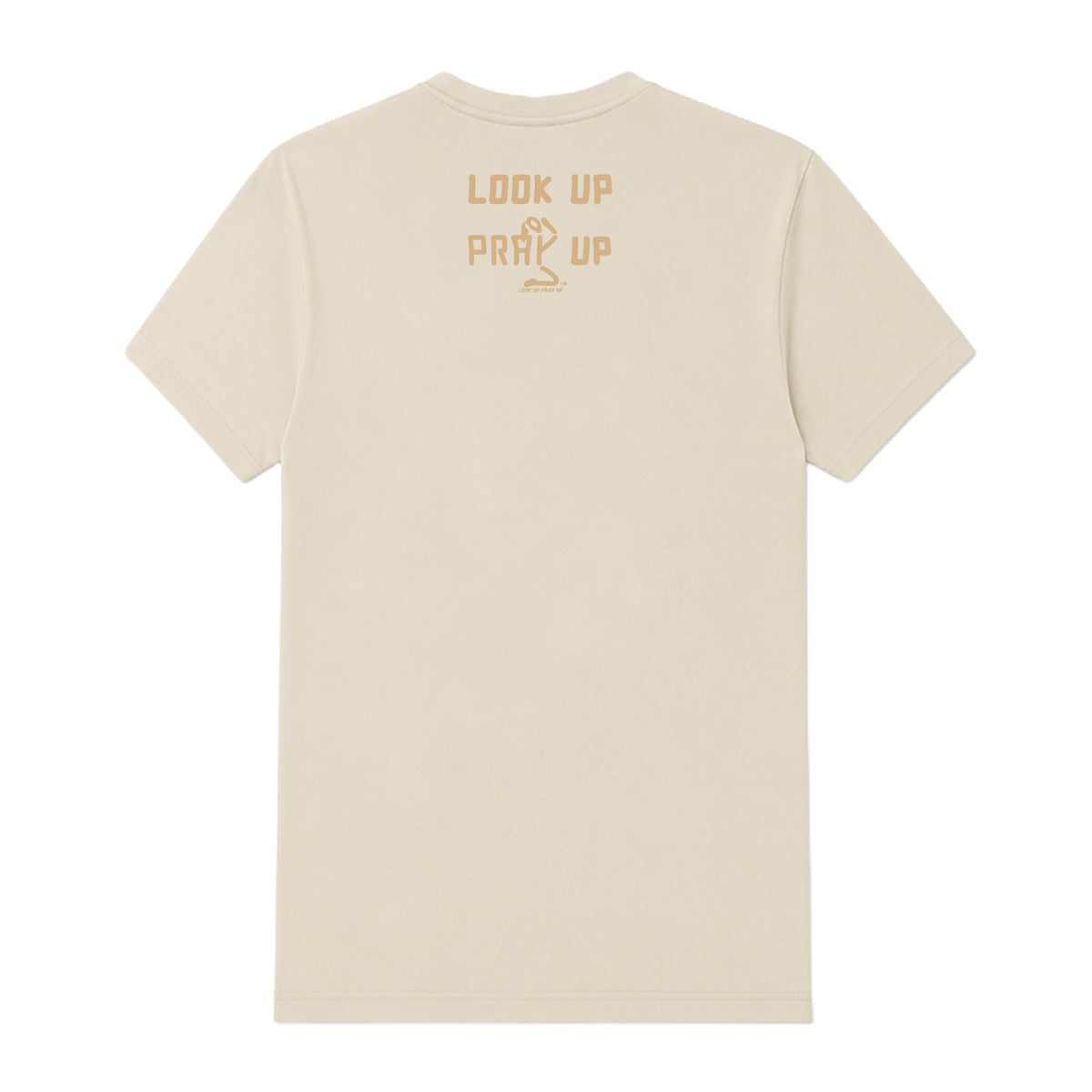 Look Up Pray Up adult T-shirt Natural back — Ponytail