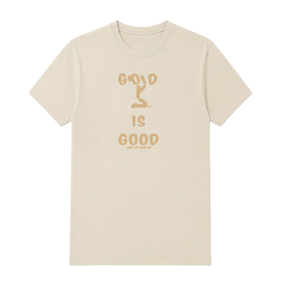 GOD IS GOOD adult T-shirt Natural front — Bun