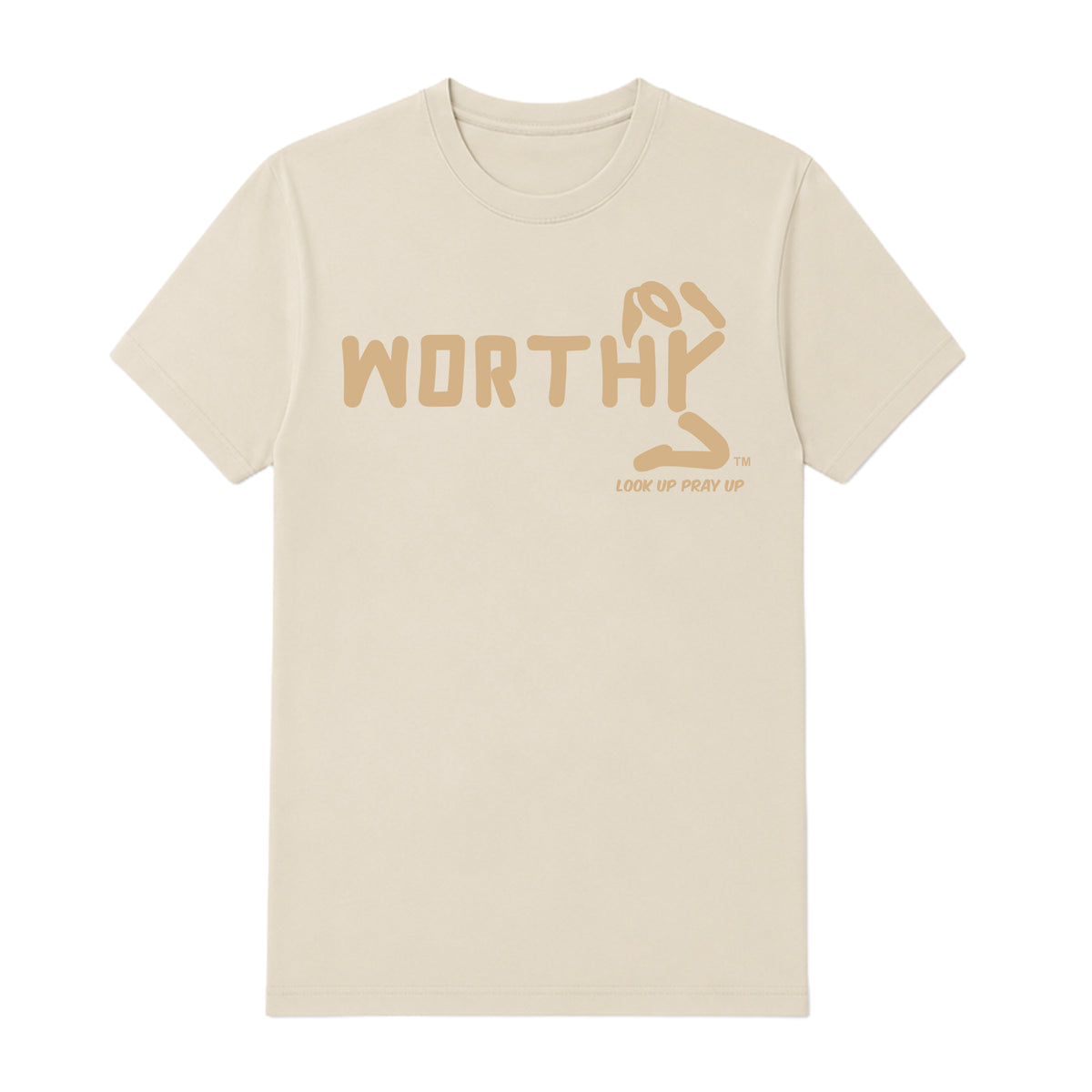 WORTHY adult T-shirt Natural front — Ponytail
