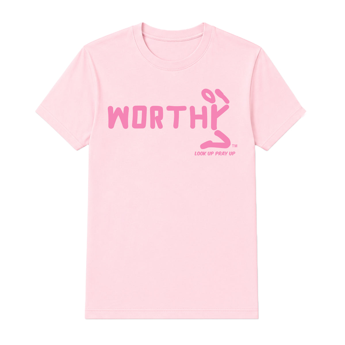 WORTHY adult T-shirt Light Pink front — Original