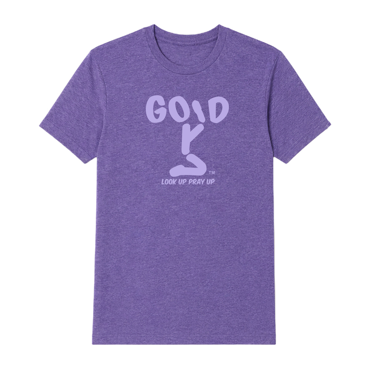 GOD adult T-shirt Heather Purple front — Original