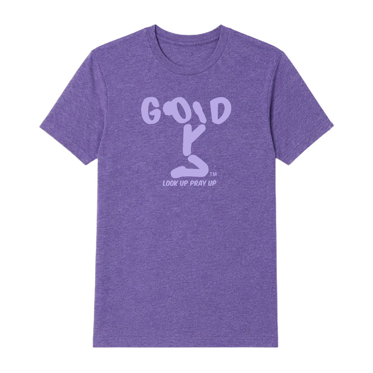 GOD adult T-shirt Heather Purple front — Bun
