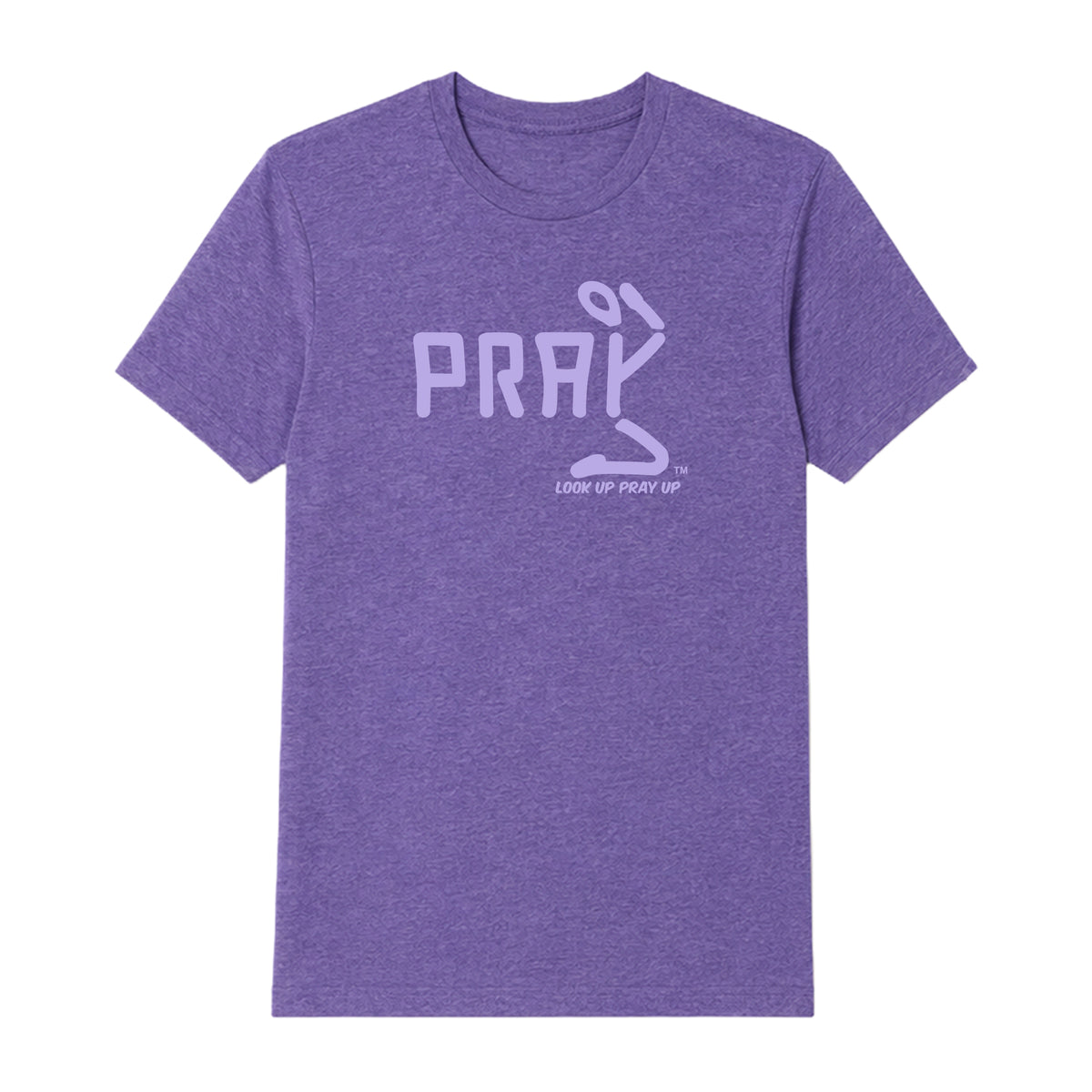 PRAY adult T-shirt Heather Purple front — Original
