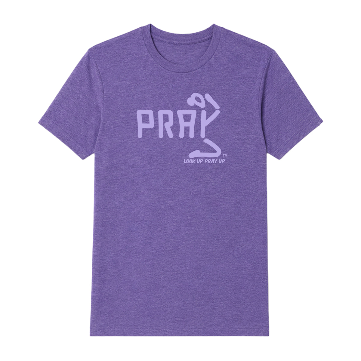 PRAY adult T-shirt Heather Purple front — Bun