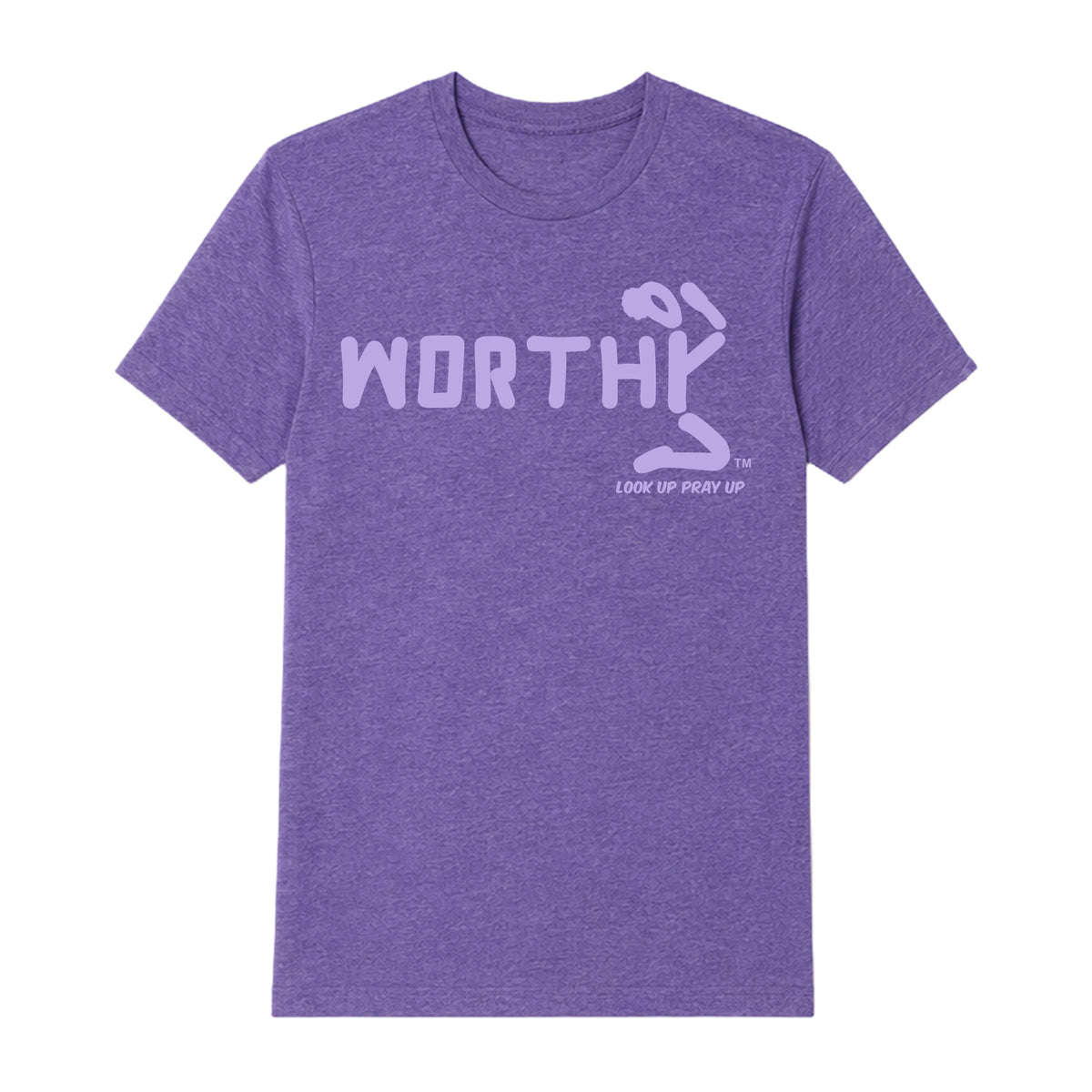 WORTHY adult T-shirt Heather Purple front — Bun