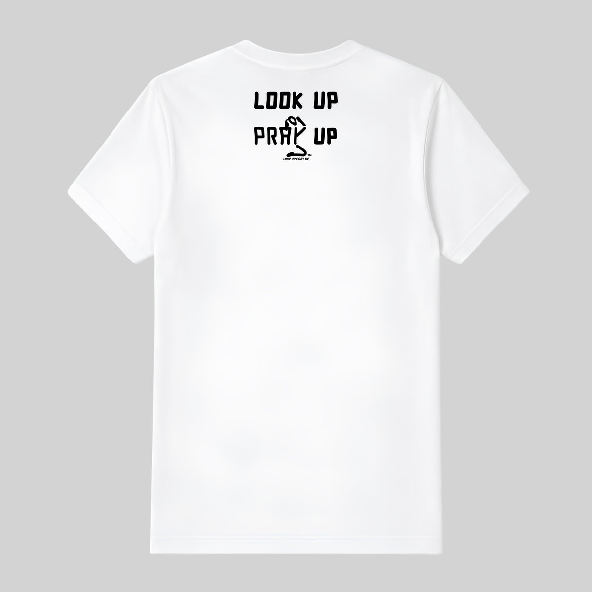 Look Up Pray Up adult T-shirt White back — Ponytail