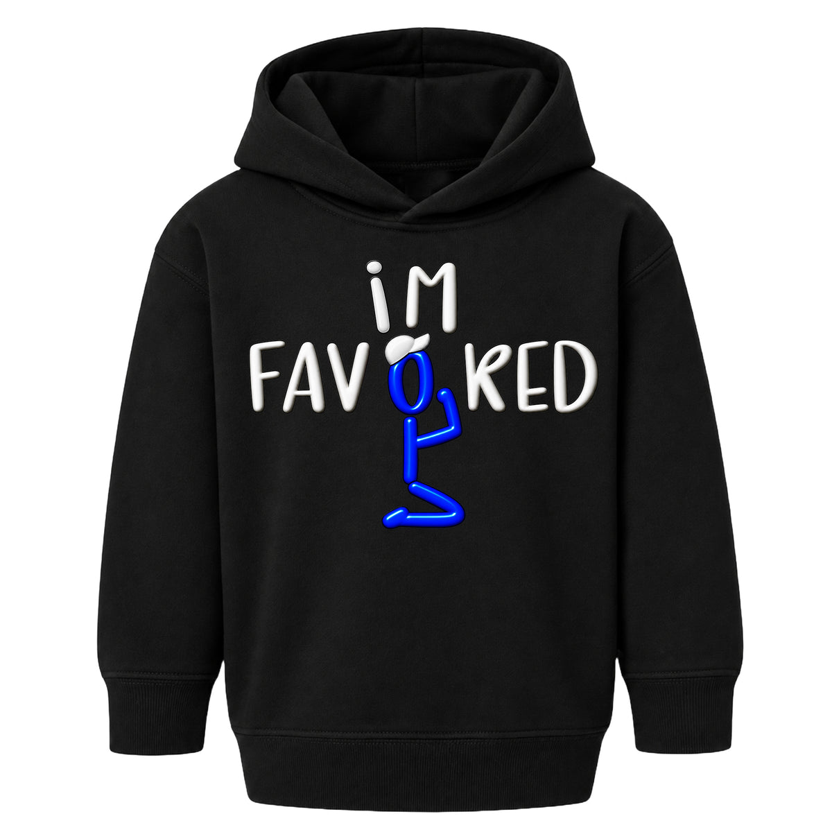 I'M FAVORED kids hoodie Black front — Original Sport profile