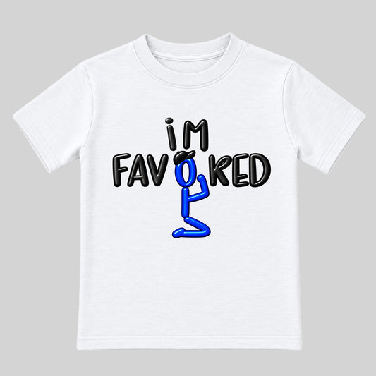I'M FAVORED kids t-shirt White front — Original Sport profile
