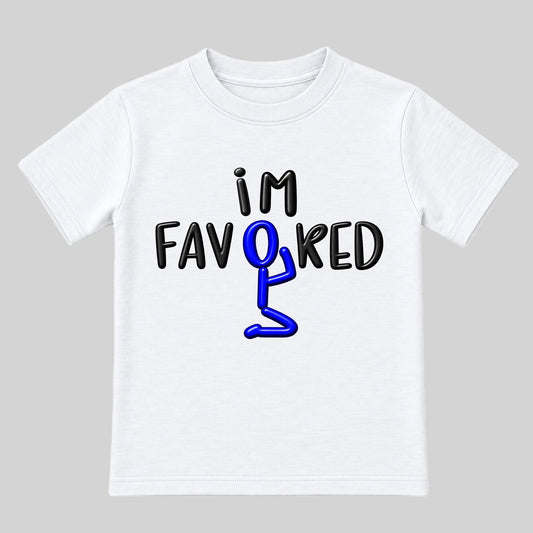 I'M FAVORED kids t-shirt White front — Original profile, new approved image