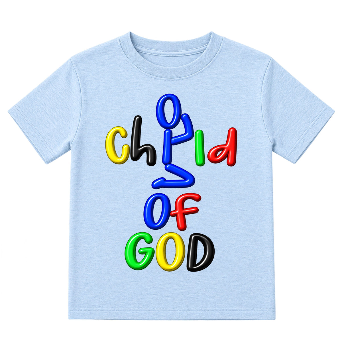 CHILD OF GOD kids T-shirt Ice Blue front, Original profile, EMBOSS