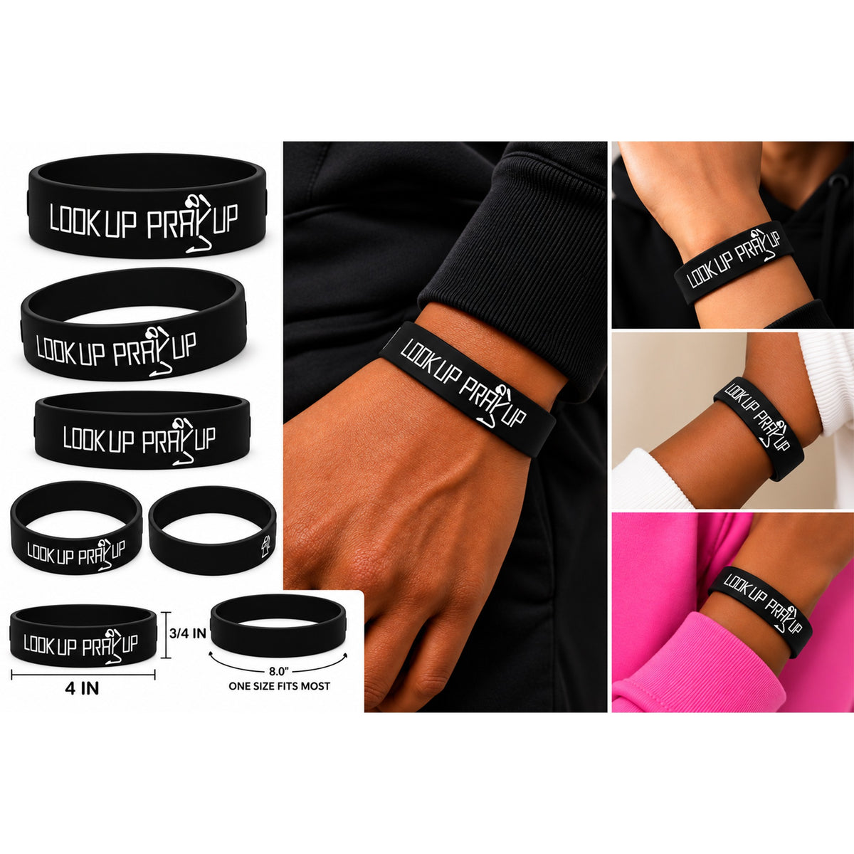 Look Up Pray Up Bun profile wristband 3-pack